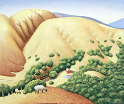 Roger Medearis "Summer Pastoral" 9.75"x11.75"x1.75", Painted Bronze, 1984 Roger Medearis "Summer Pastoral" 9.75"x11.75"x1.75", Painted Bronze, 1984, Signed and dated right side "Medearis 1984", Ediiton on right side "A/P"Medium described on verso "Originally sculptured in plastiline as a study for the painting, "Summer Pastoral". This bronze model is coated with dupont 1697-S oxide (an alkyd-resin primer), then painted with winsor & newton alkyd colors. It is varnished with liquitex soluvar (a pure acrylic spirit matte varnish). Finally it is lightly coated with beeswax. - Roger Medearis San Marino, California"